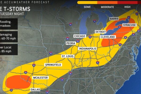 Texas to New York braces for damaging storms, 75-mph winds and large hail