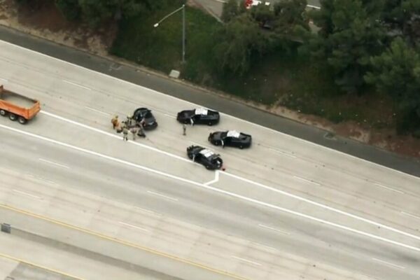 210 freeway shut down after suspect dies in fiery police chase crash in Los Angeles County
